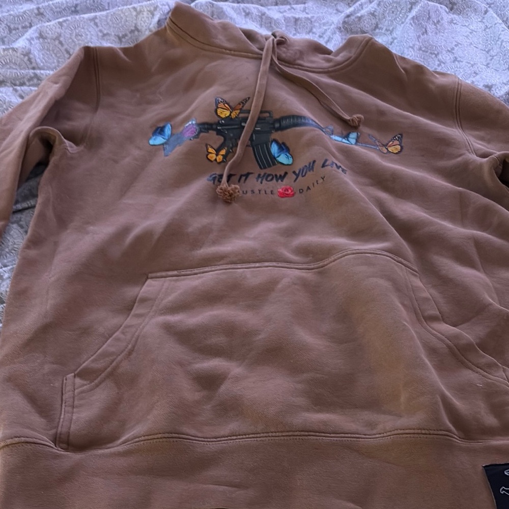 Butterfly Graphic Tan Men's Sweater